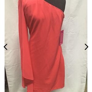 Badgley Mishka Chic One-Shoulder Coral Dress